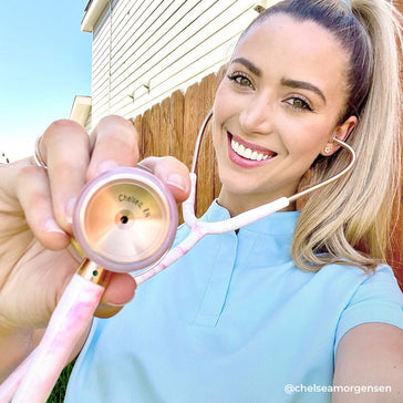 ProCardial® Titan Kardiologie  Stethoskop - Georgia Pink Mamor/ Roségold+Transportetui