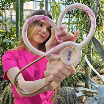 ProCardial® Titan Kardiologie  Stethoskop - Georgia Pink Mamor/ Roségold+Transportetui